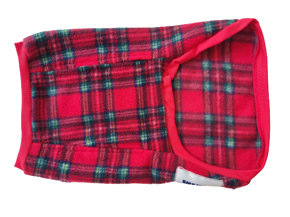 Red Tartan Fleece Dog Coat (Pattern Two)