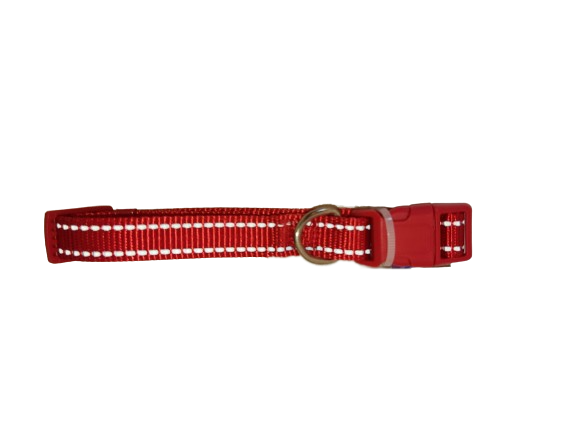 Plain Red Dog Collar with Reflective Effect
